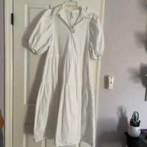 Anthropologie Long White Tiered Dress NWT